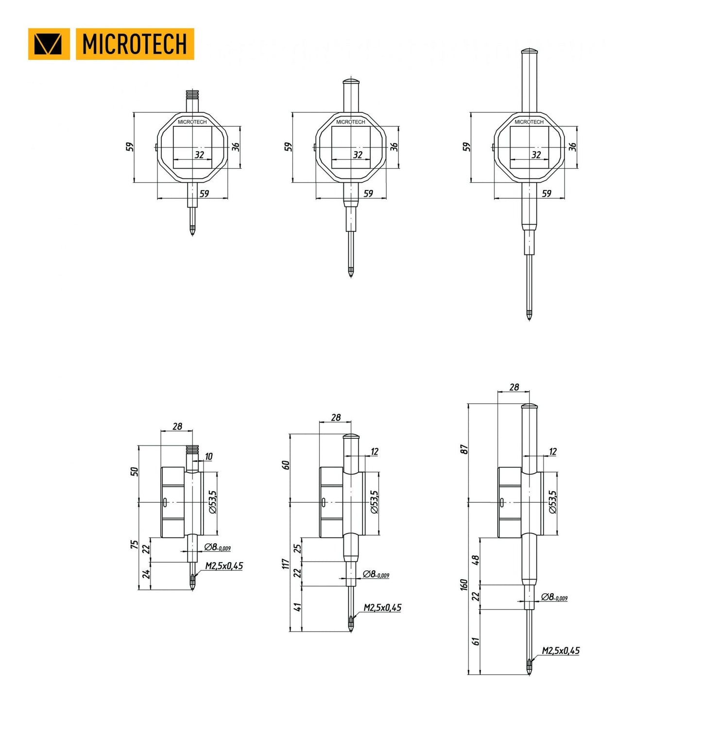 Sub-micron computerized indicator .003mm/.0001inch Resolution 0-25.4mm/0-1 inch